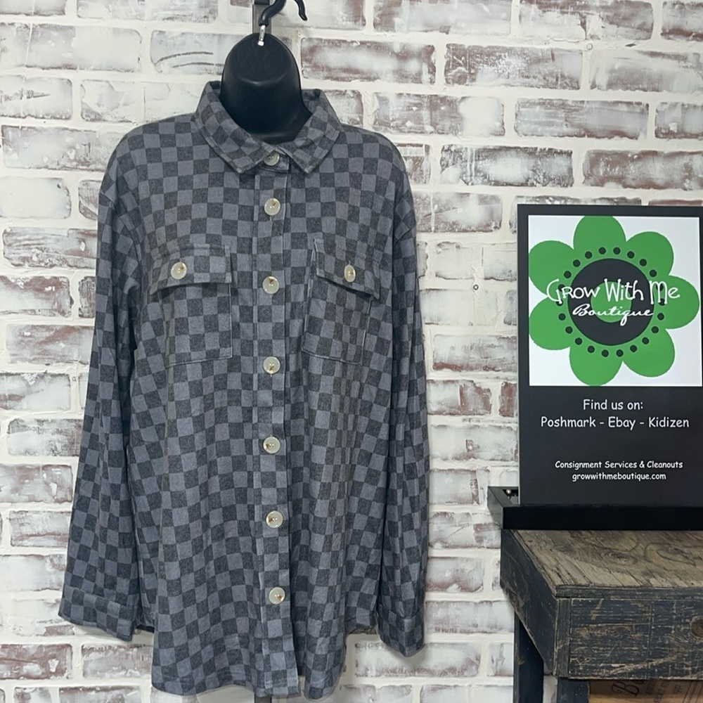 Salty wave checked button shirt womens large